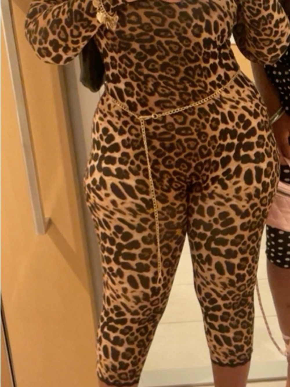 Fashion Nova Leopard Print Capri Jumpsuit in Brown
